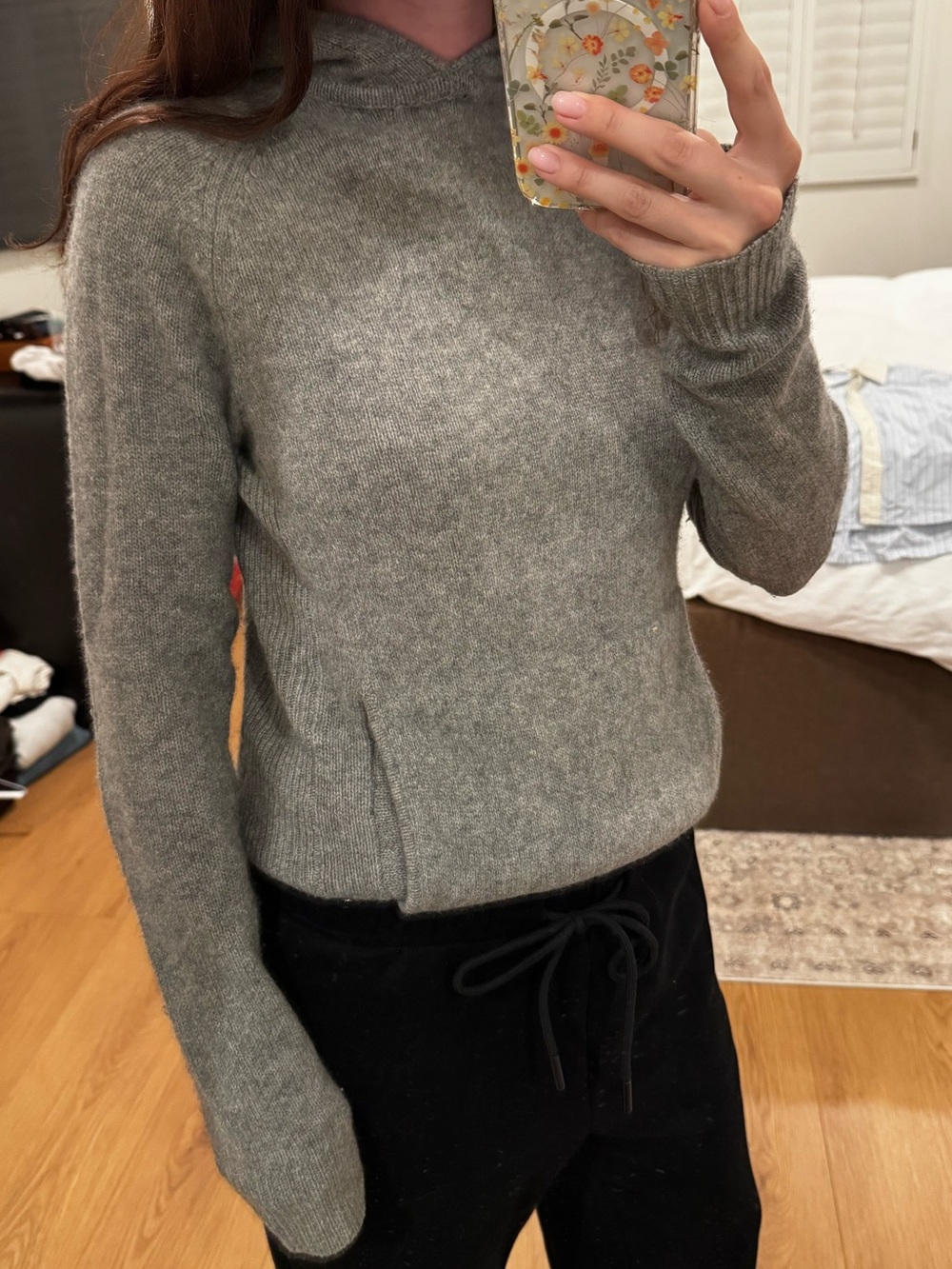 Aritzia Gray Cashmere Hooded Sweater - Soft Knit Pullover